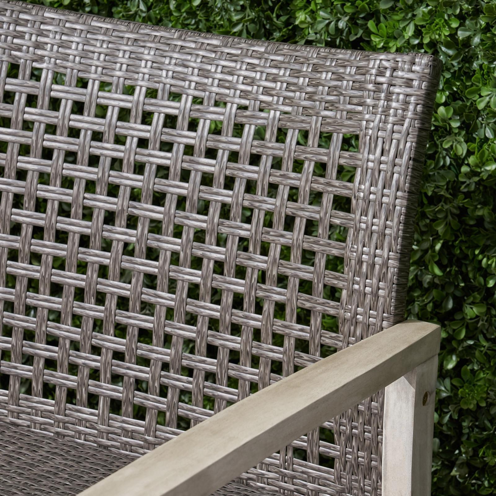 Weather-Resistant Wicker Loveseat with Acacia Wood Frame – Ideal for Outdoor