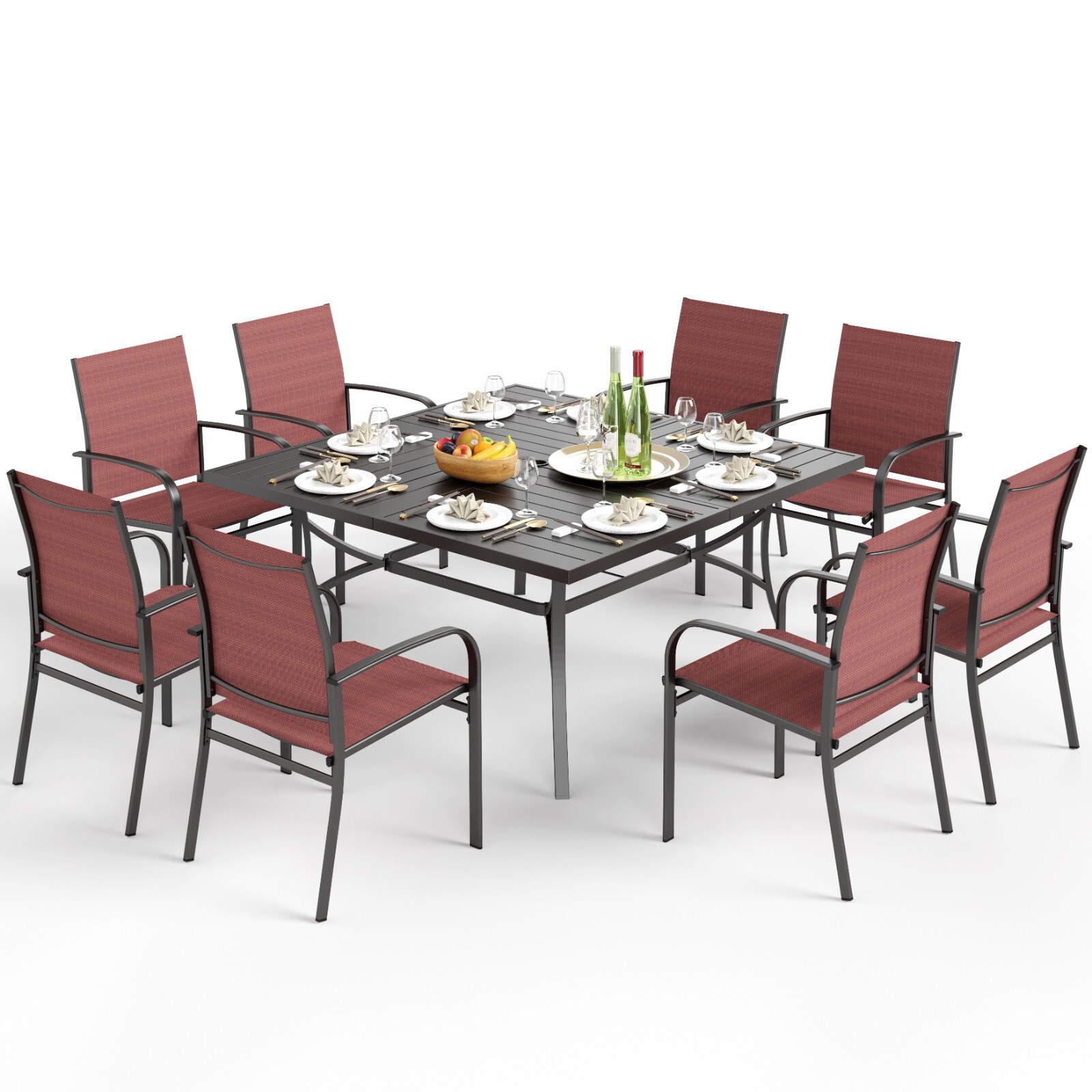 9 Piece Patio Dining Furniture Set Outdoor Table Chairs Set for 8 Person