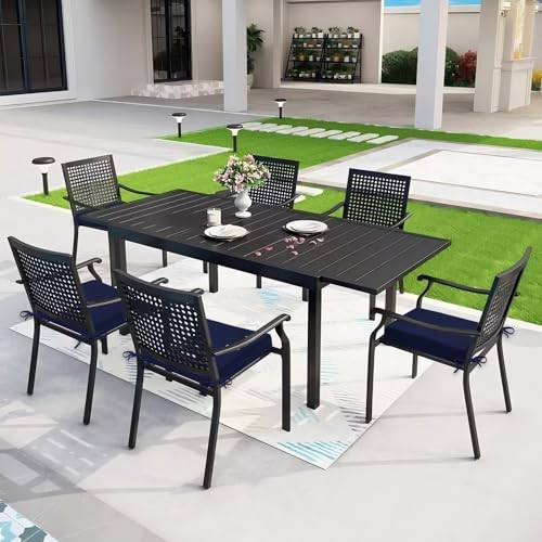 Set of 6 Outdoor Chair Cushions – 18.5×16 Inch – Navy Blue – Pack 1