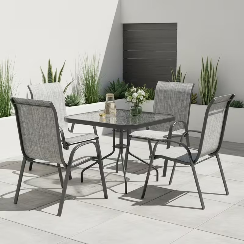 5-Piece Patio Set Outdoor Furniture Table and Chairs Set for Garden Backyard