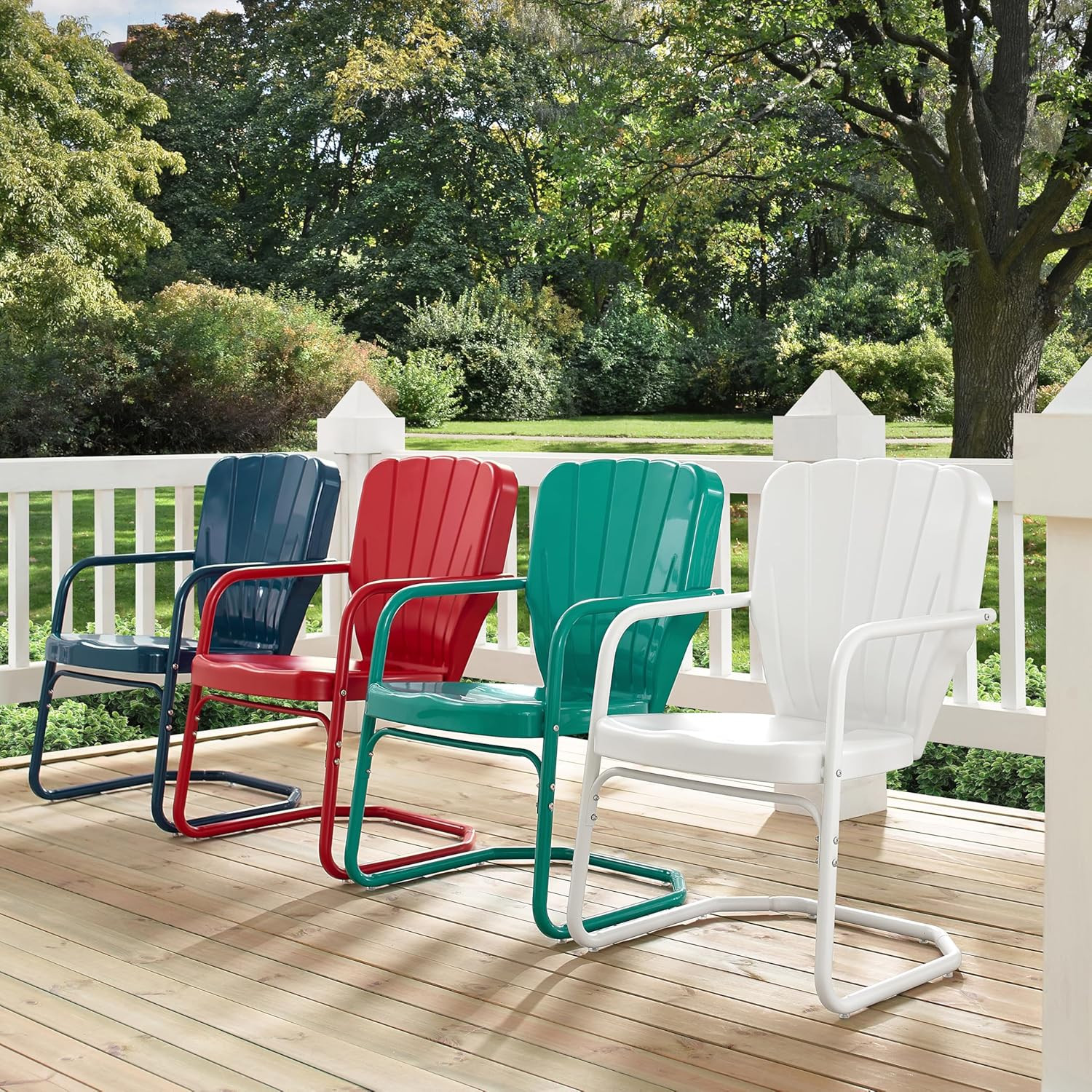 Vintage Red Metal 2-Piece Outdoor Chair Set for Patio & Deck Dining