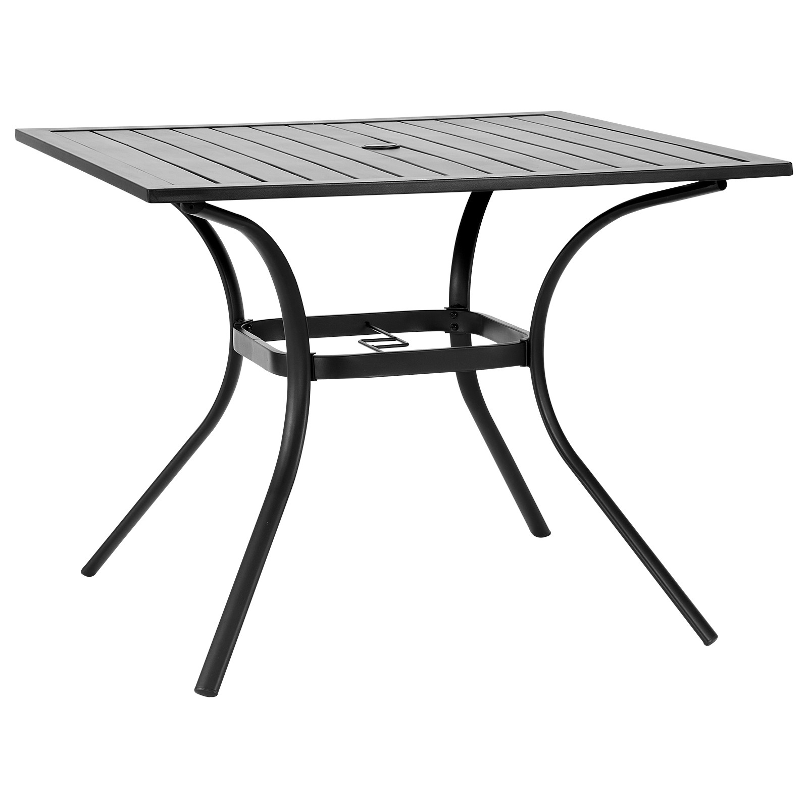 VEVOR Outdoor Patio Dining Table Square Metal Steel Slat Garden Furniture for 4