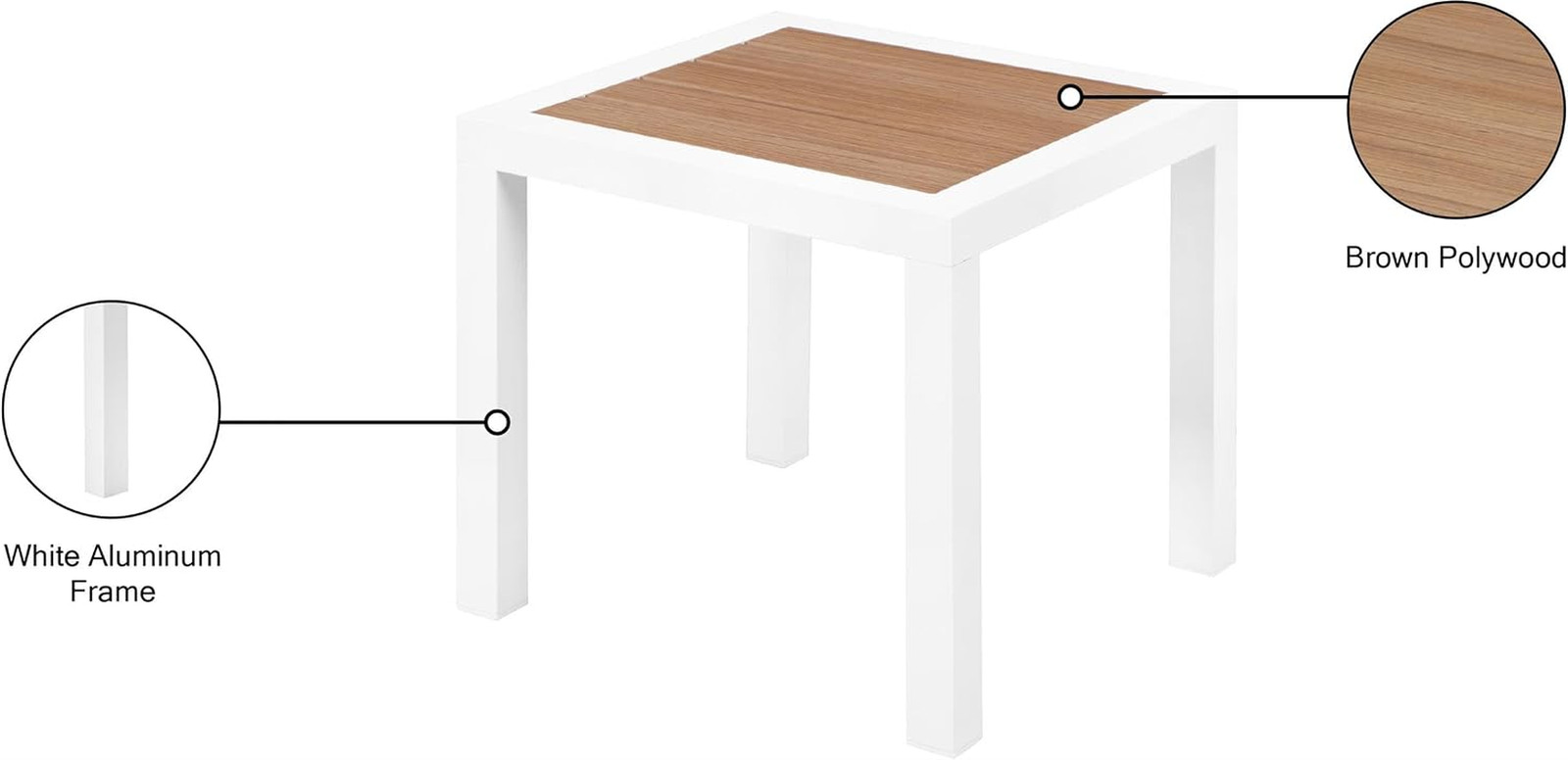 370-E Nizuc Collection Modern | Contemporary Outdoor Patio End Table with Durabl