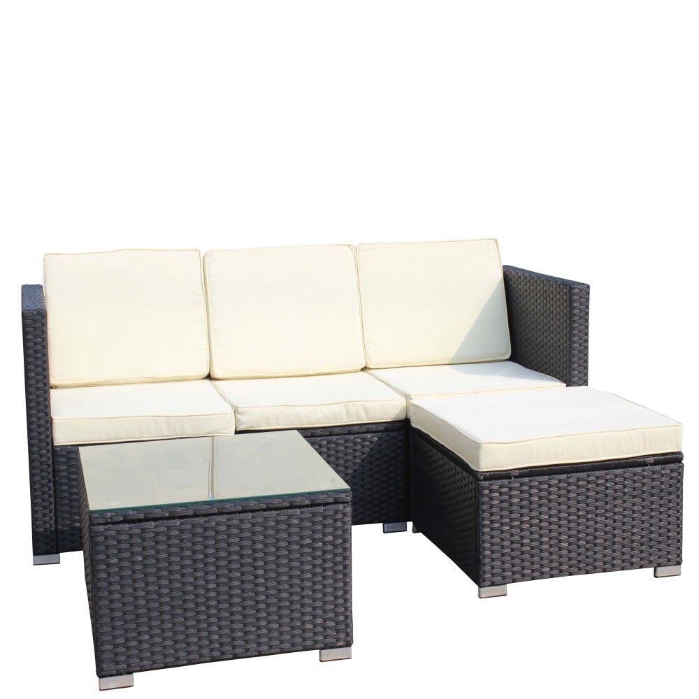 Outdoor Garden Patio Furniture 5-Piece PE Rattan Wicker Cushioned Sofa Sets