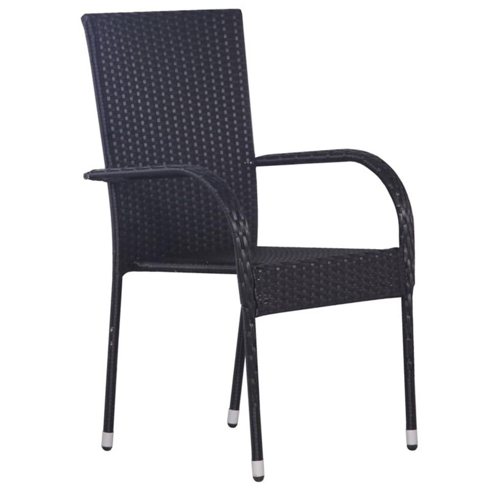 Bowery Hill Contemporary Polyethylene Rattan Dining Set in Black