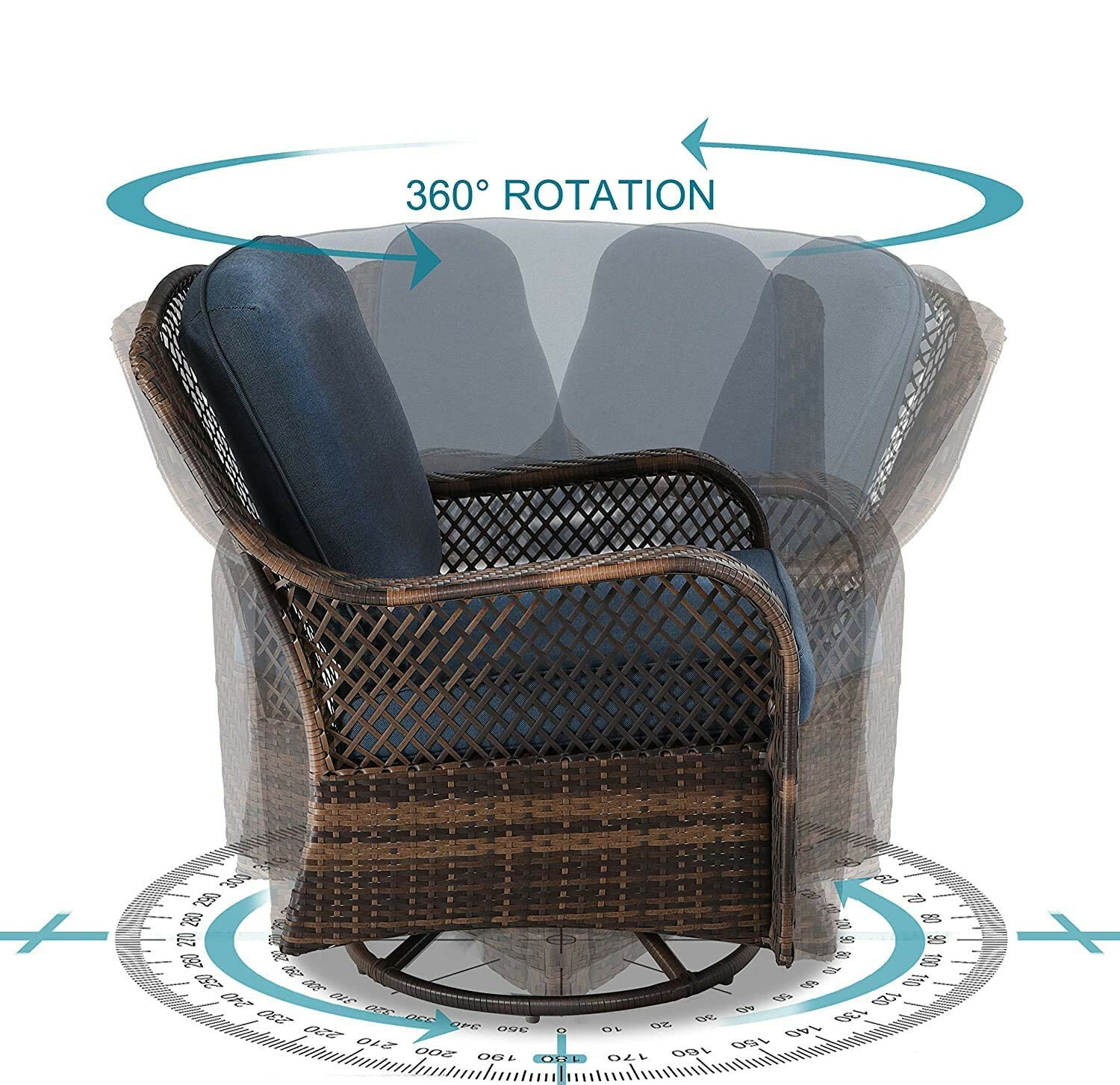 3 PCS Outdoor Swivel Rocker Patio Chairs Set Furniture Sofa Rattan Chair Wicker