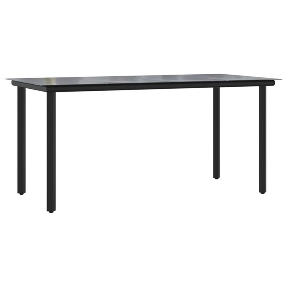 Bowery Hill Contemporary Powder-Coated Garden Dining Set in Black
