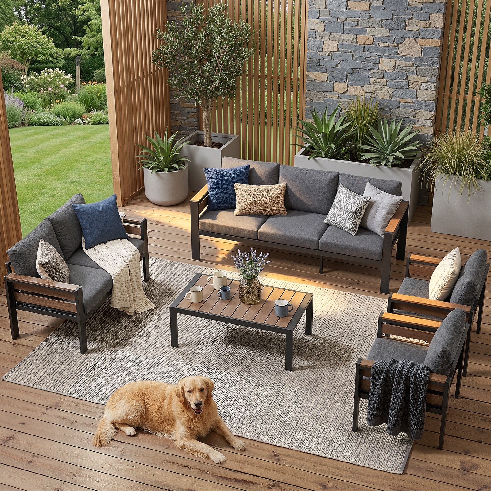 Aluminum Patio Furniture Set,Outdoor Metal Sofa for Patio Conversation Set