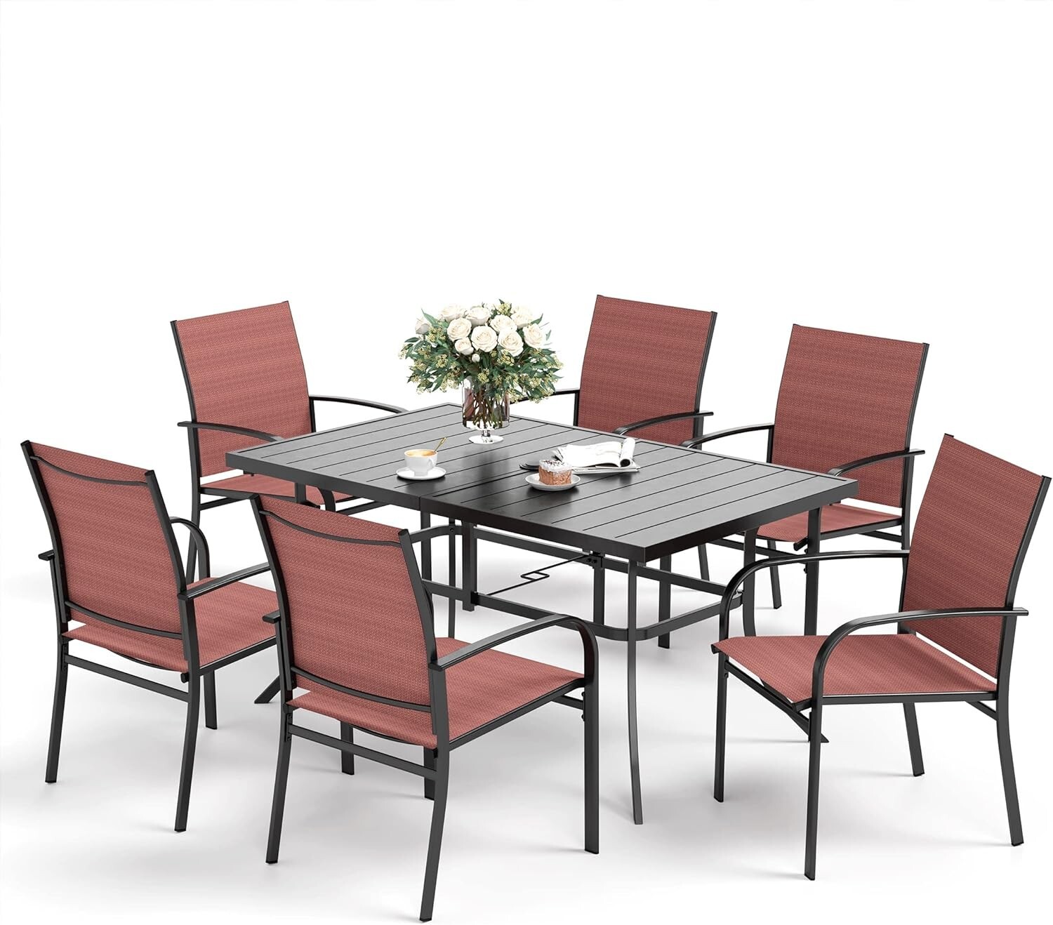 Patio Dining Set Home Party Dining Furniture Set Garden Outdoor Dining Set 7Pcs