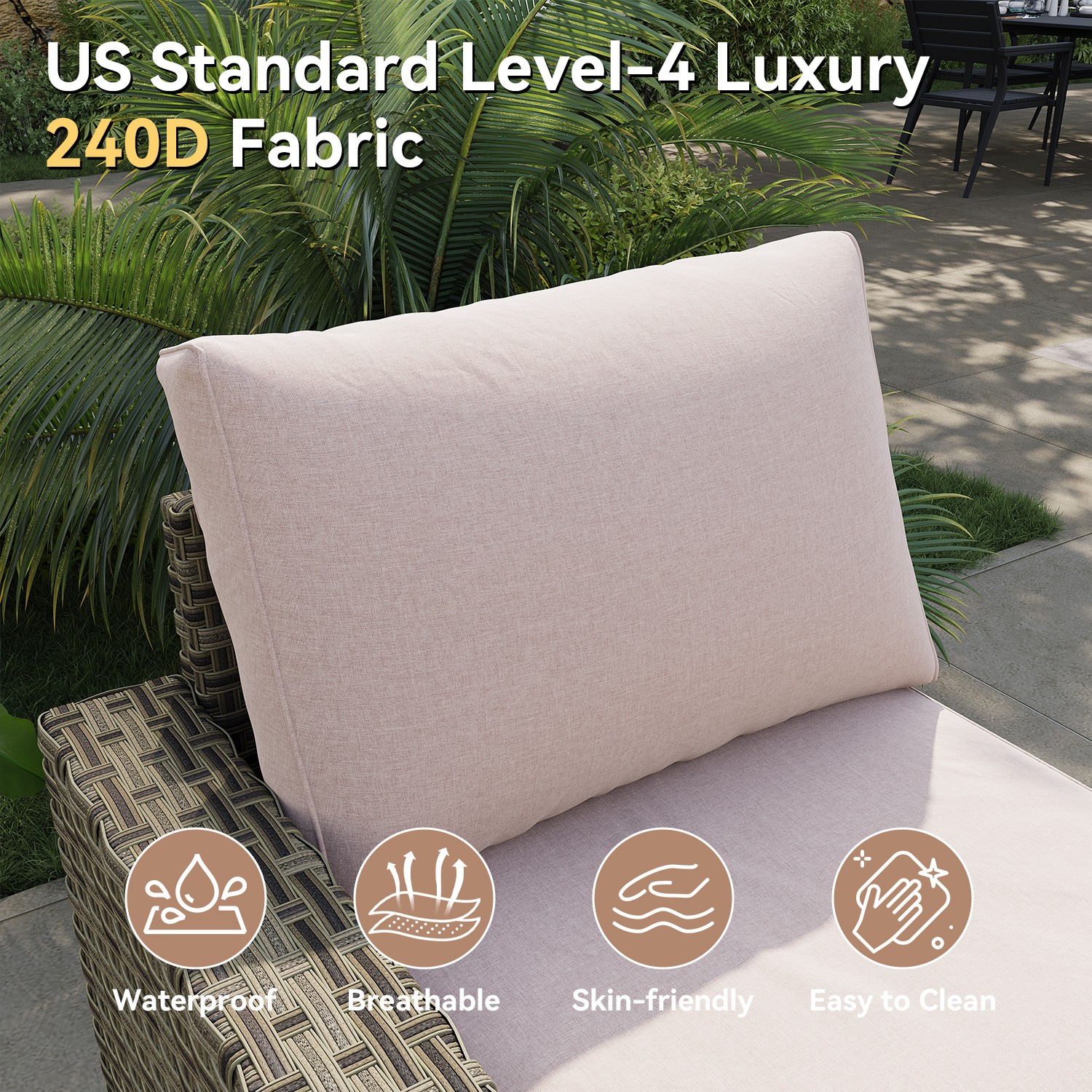 1 / 2-piece Patio Furniture Set Outdoor Rattan Sectional Sofa Set Cushions Table
