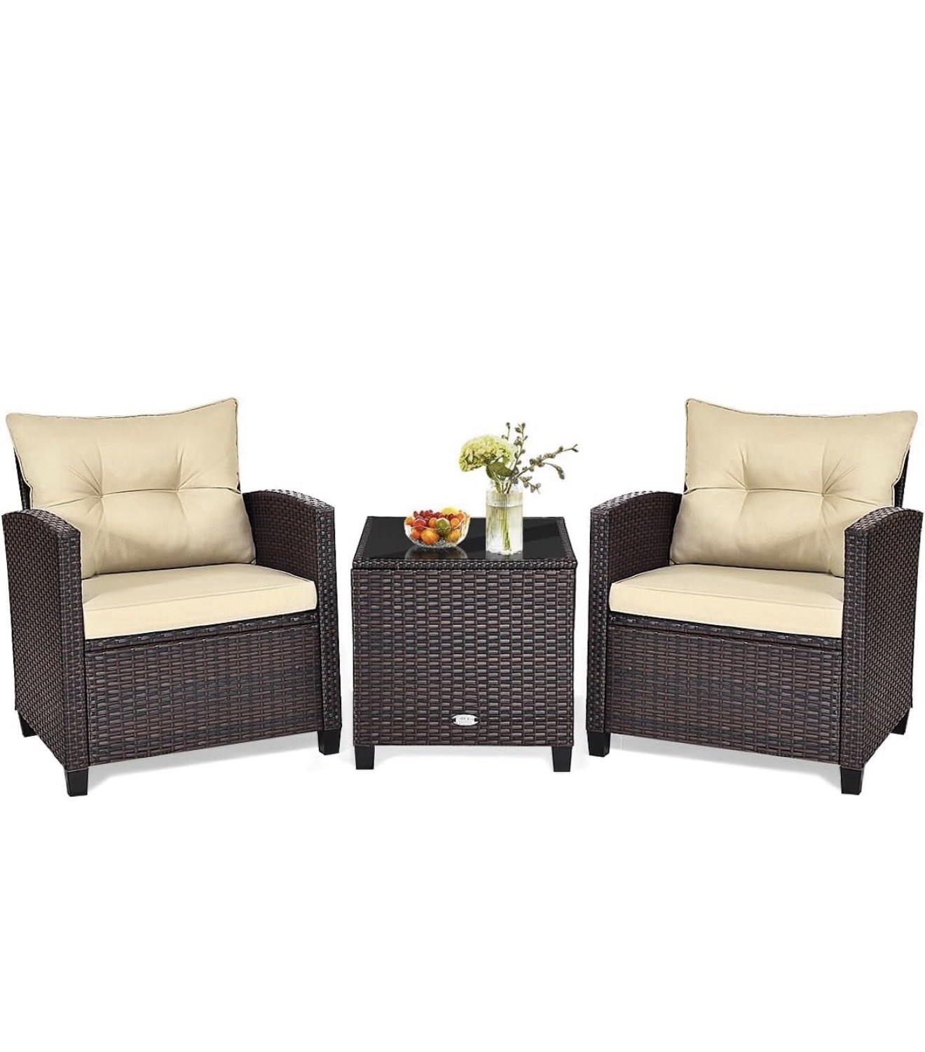 3 Piece Wicker Patio Set
