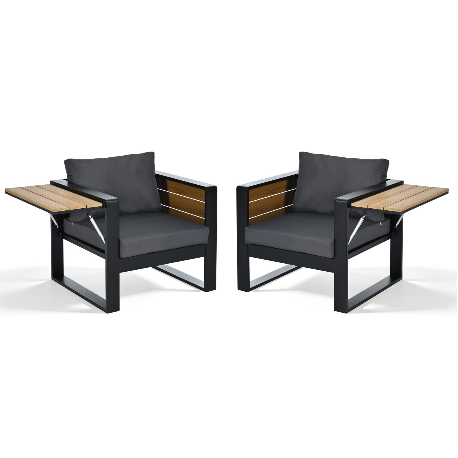 4-Piece Outdoor Patio Furniture Set, 3-Seater Sofa & 2 Armchairs, Grey