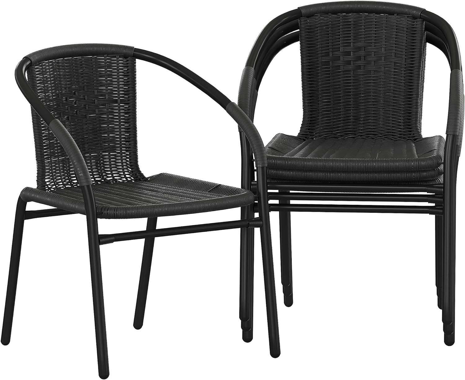 Flash Furniture Lila Modern Rattan Indoor/Outdoor Stackable Dining Chairs, Stack