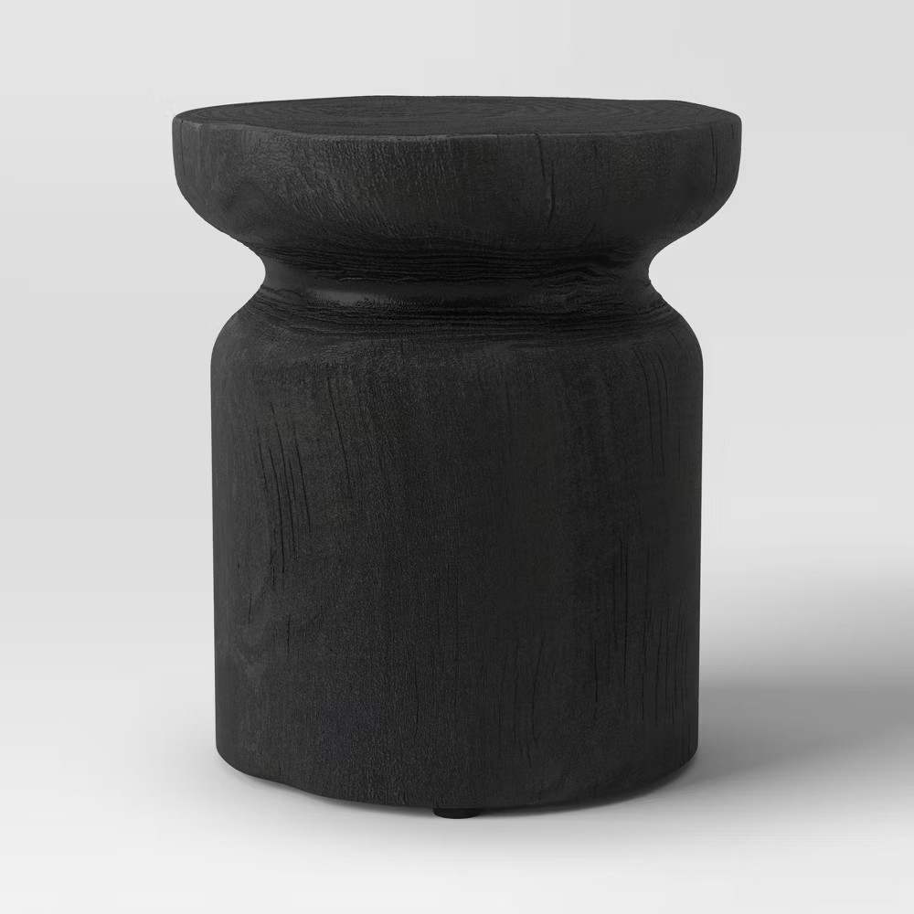 Wooden Stump Patio Accent Table Black – Threshold