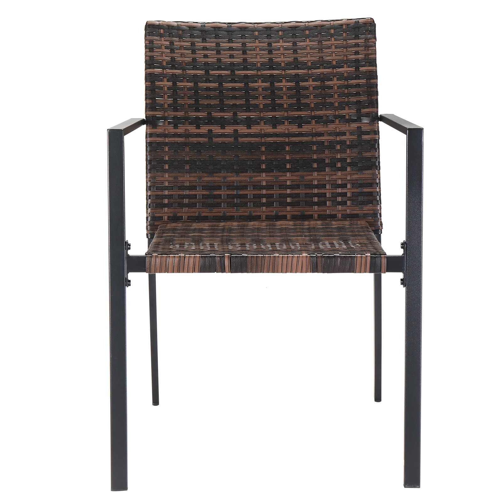 Set of 2 Stackable Outdoor Wicker Patio Dining Chairs, All-Weather Brown