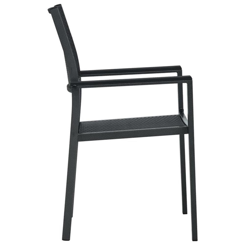 Bowery Hill Contemporary Powder-Coated Steel Garden Dining Set in Black