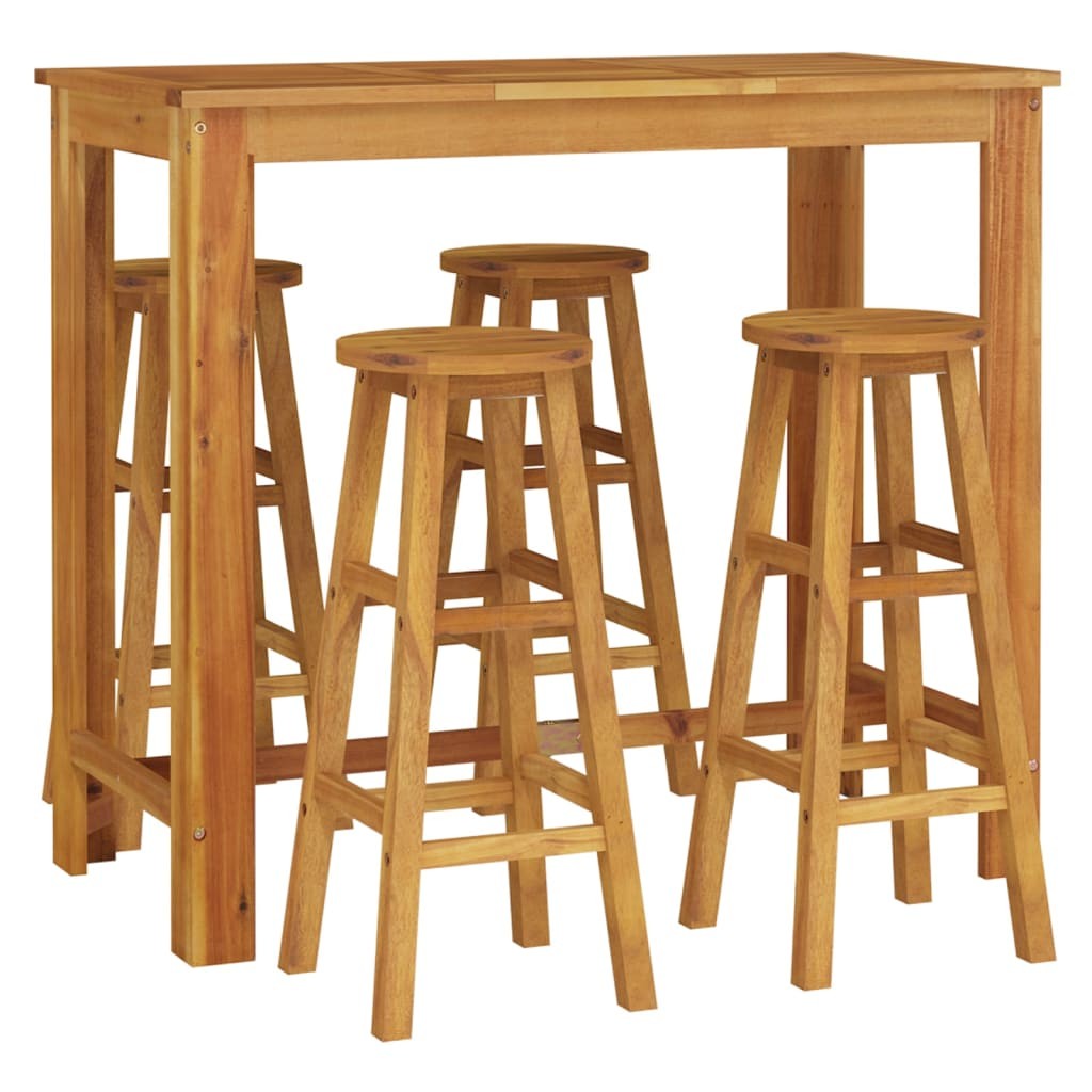 Patio Bar Set Garden Outdoor Hightop Table and Chairs Solid Acacia Wood vidaXL