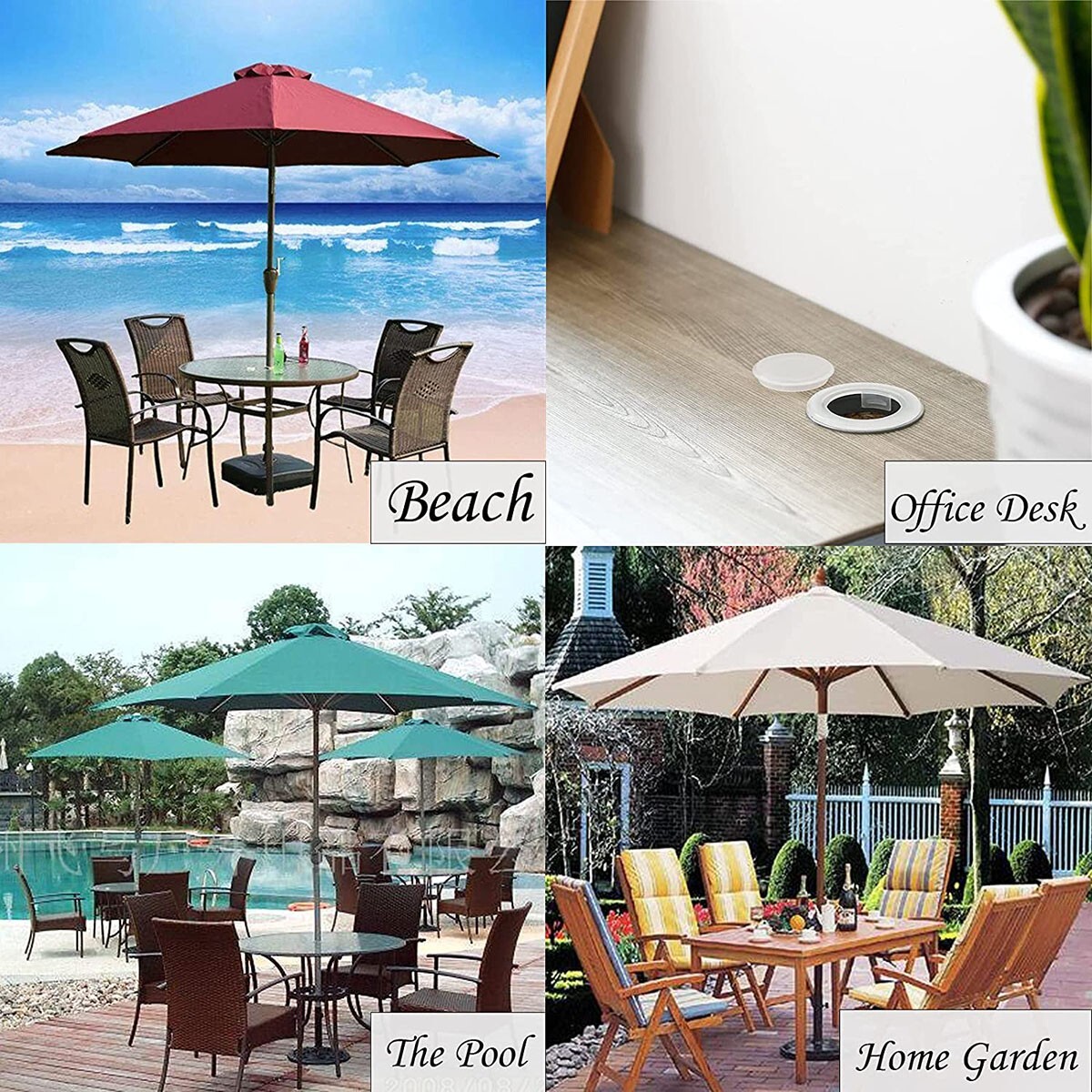 1-4pcs 2 inch Umbrella Hole Ring Plug Set outdoor glass patio table Furniture
