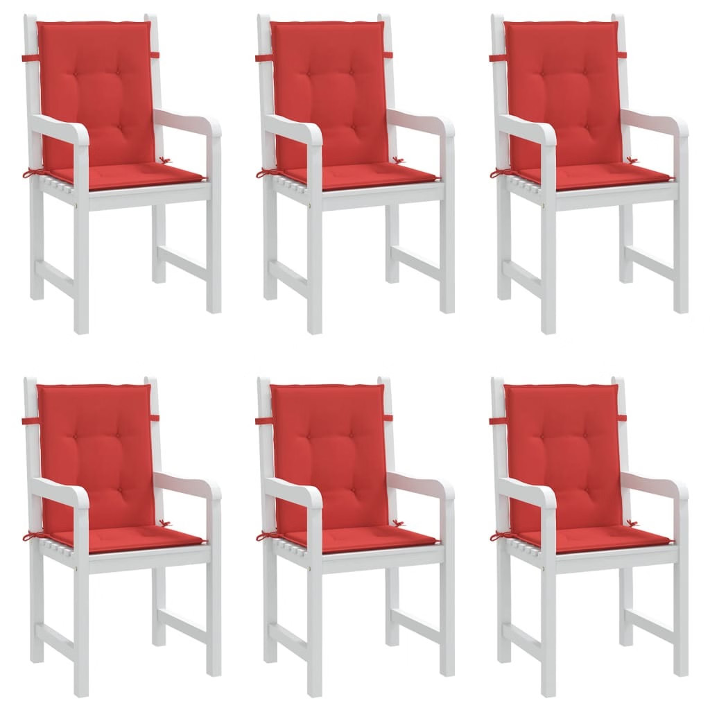 Garden Lowback Chair Cushions 6 pcs Red 39.4″x19.7″x1.2″ Oxford Fabric