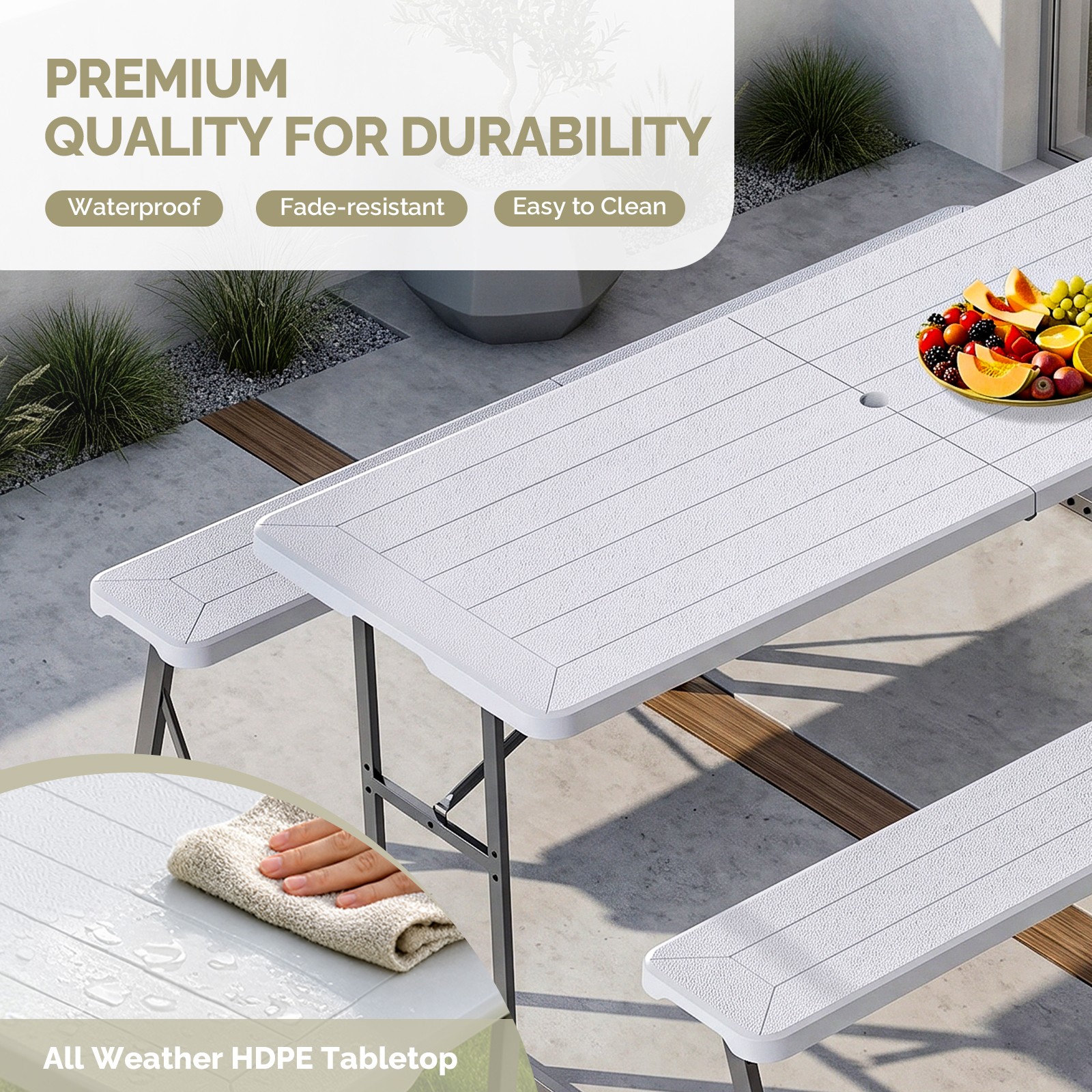4.5/6FT Picnic Table Bench Set for Outdoor Camping Garden Yard Dining Furniture