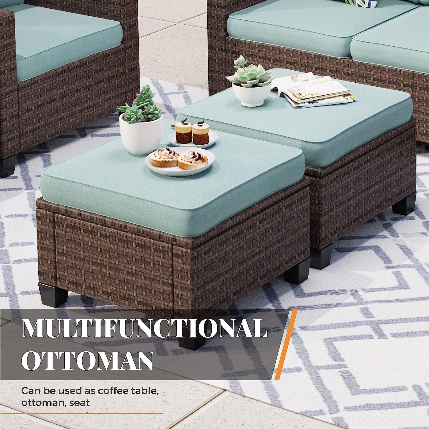 6 Pieces Patio Furniture Set Outdoor Conversation Set for Lawn Backyard 9-Seats