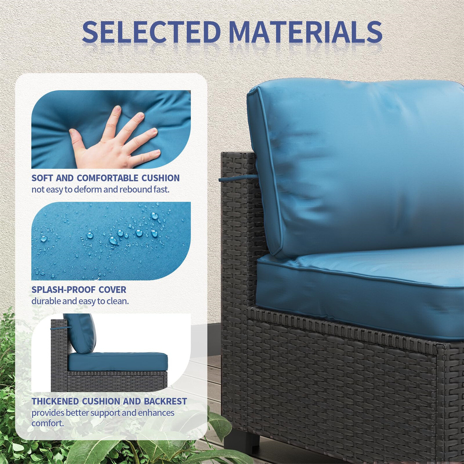 7-Piece Outdoor Patio Furniture Set PE Rattan Wicker Sectional Modular Sofa Set