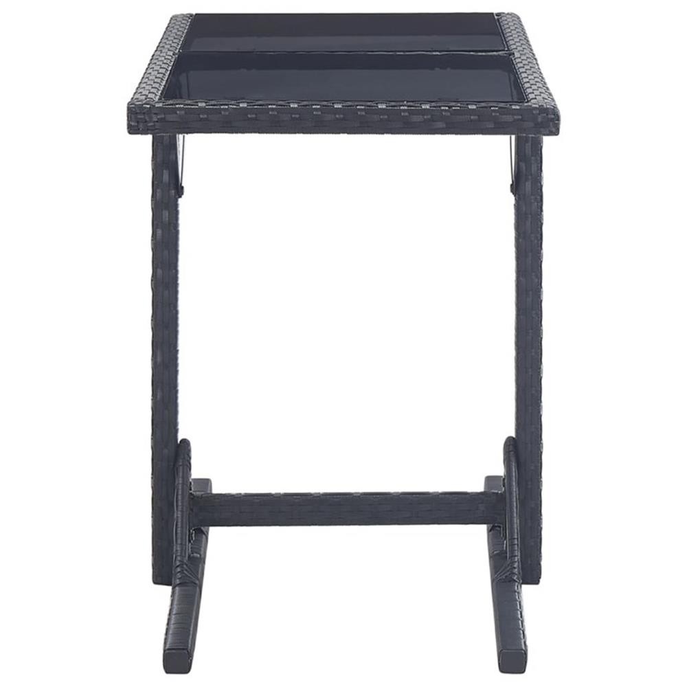 Bowery Hill Contemporary Polyethylene Rattan Dining Set in Black