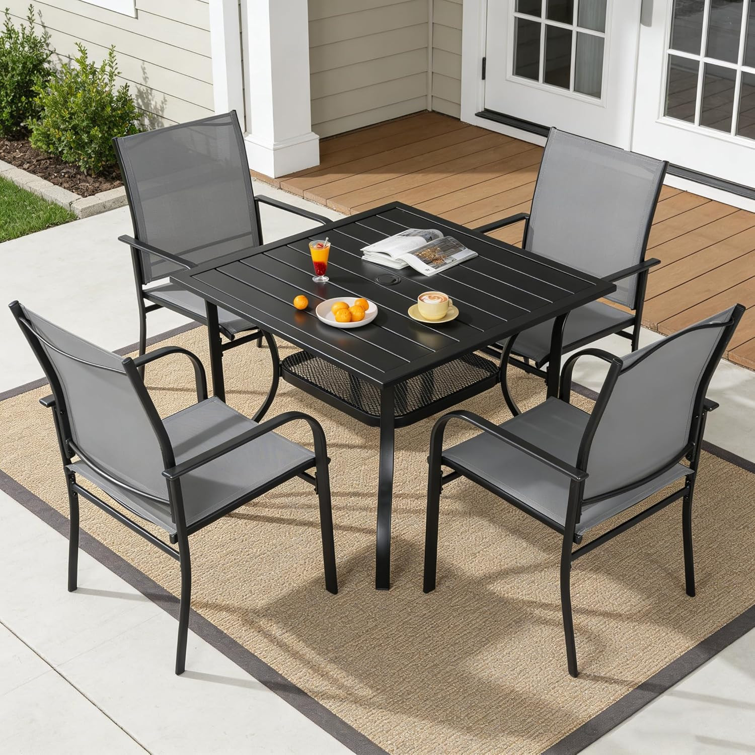 SUNCROWN 5 – Piece Outdoor Dining Set, Patio Furniture Set with 4 X Textilene Di