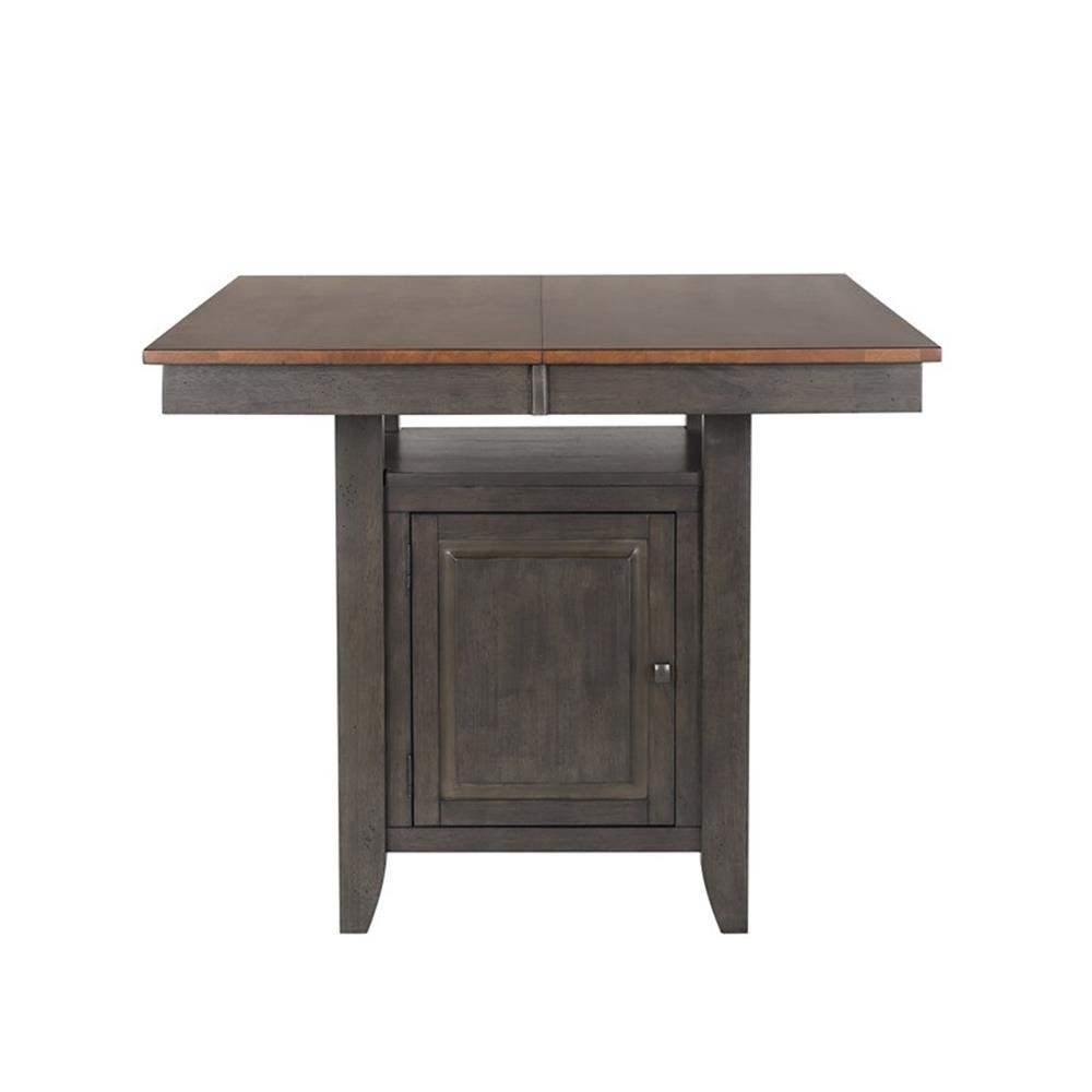 Dakota 7PC Extendable 42-54-in Pub Dining Storage Table Set in Brown & Gray Wood