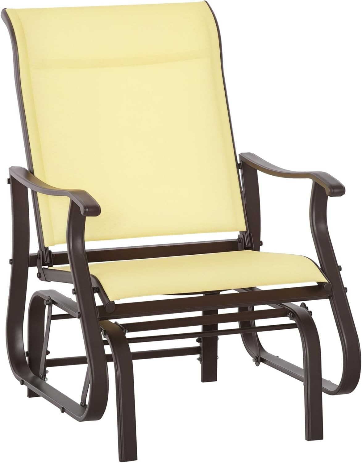 Patio & Backyard Outside Gliders Outdoor Glider Chair w/ Steel Frame Mesh Fabric
