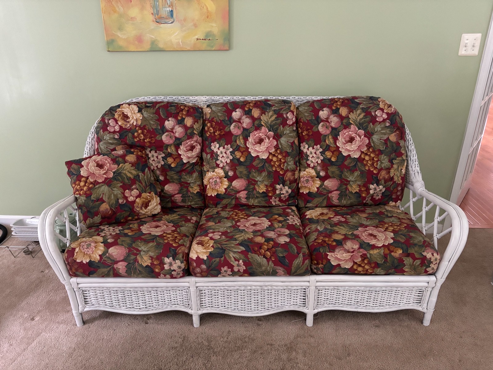 Braxton Culler wicker patio furniture set used – floral cushion pattern