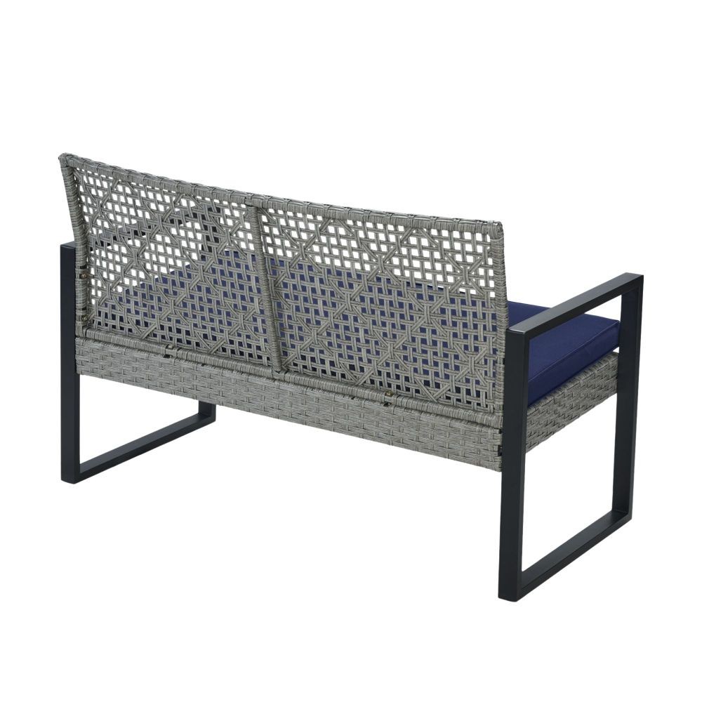 4-Piece Patio Furniture Set Outdoor Balcony Furniture Gray Acacia Wood Table Top