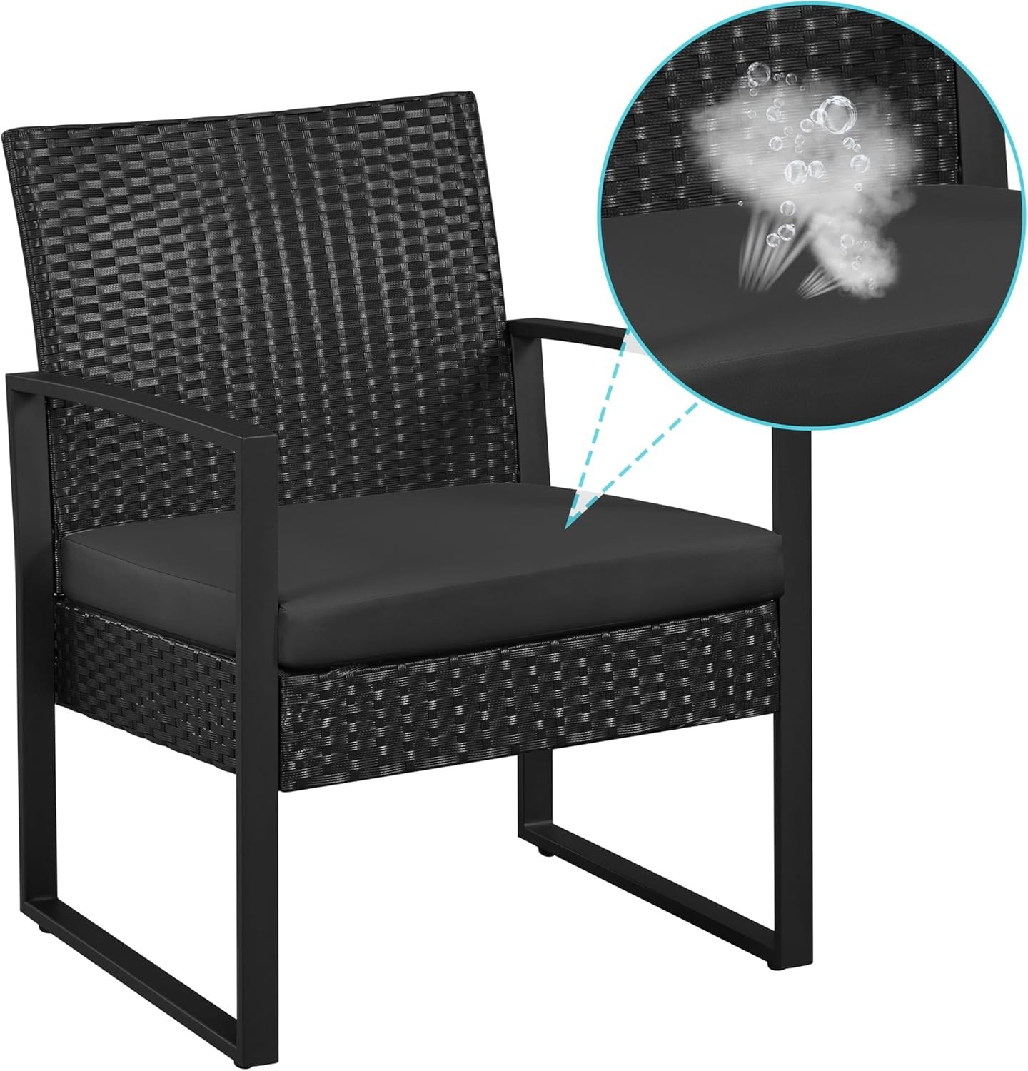 3 Pieces Rattan Bistro Set Outdoor Wicker Patio Conversation Furniture Set
