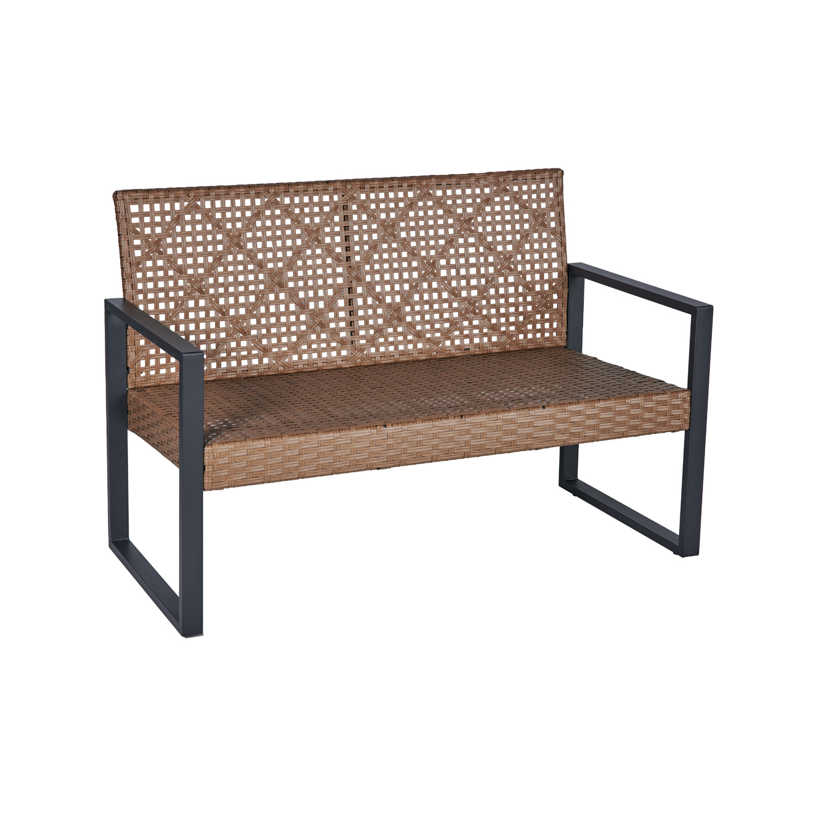 4-Piece Patio Furniture Set Acacia Wood Rattan Modern Black Brown Outdoor