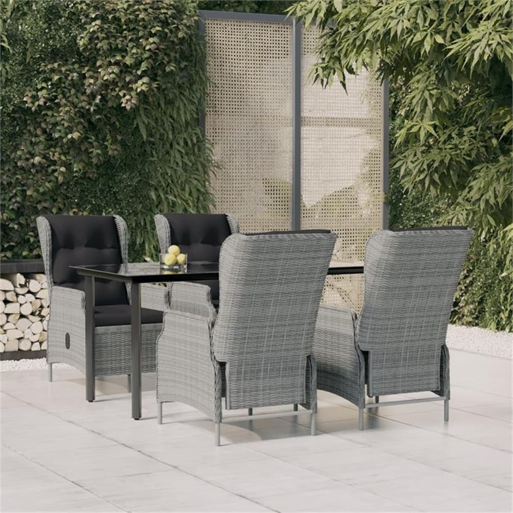 Bowery Hill Contemporary Garden Dining Set in Light Gray/Black