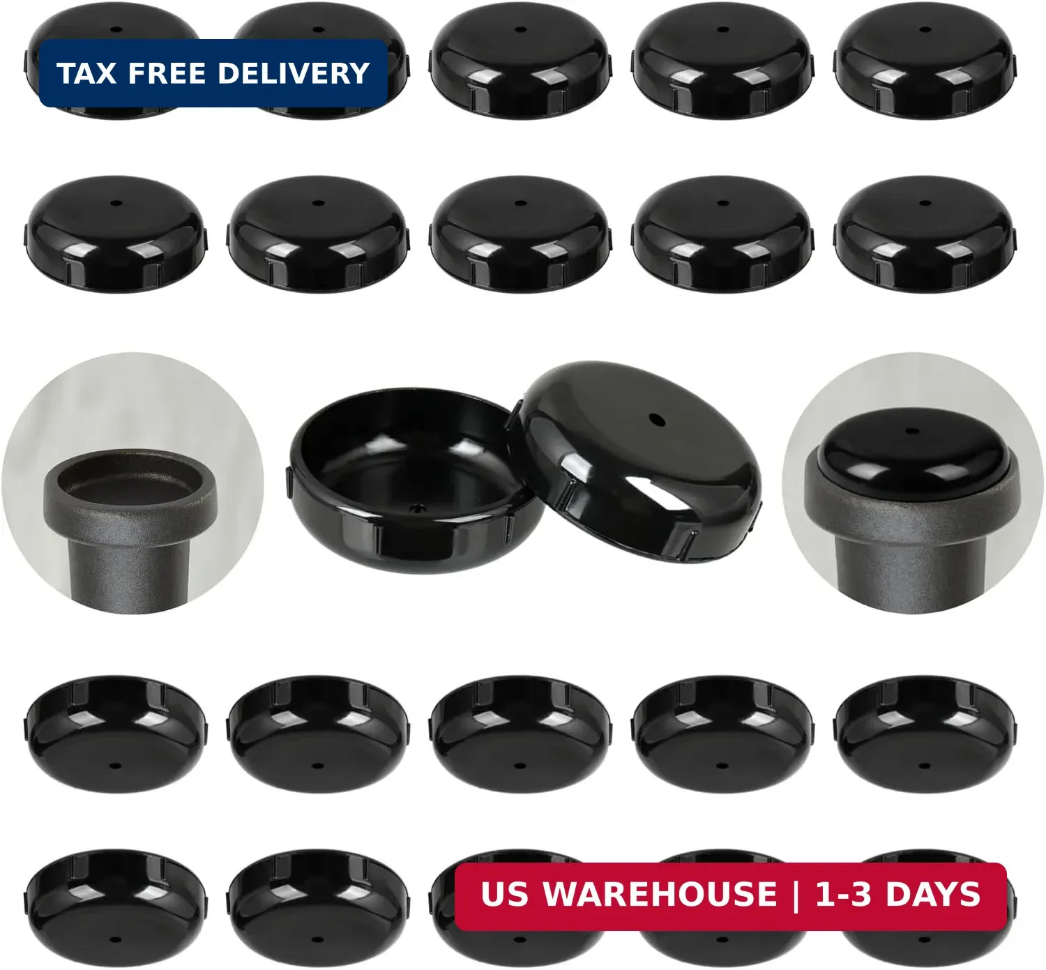 Wrought Iron Patio Furniture Feet Caps – Furnigear 1-1/2″ Round Plastic Outdoor