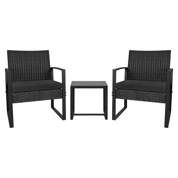 BASIC THREE PIECE PATIO FURNITURE. (Two Single Chairs, One Table).