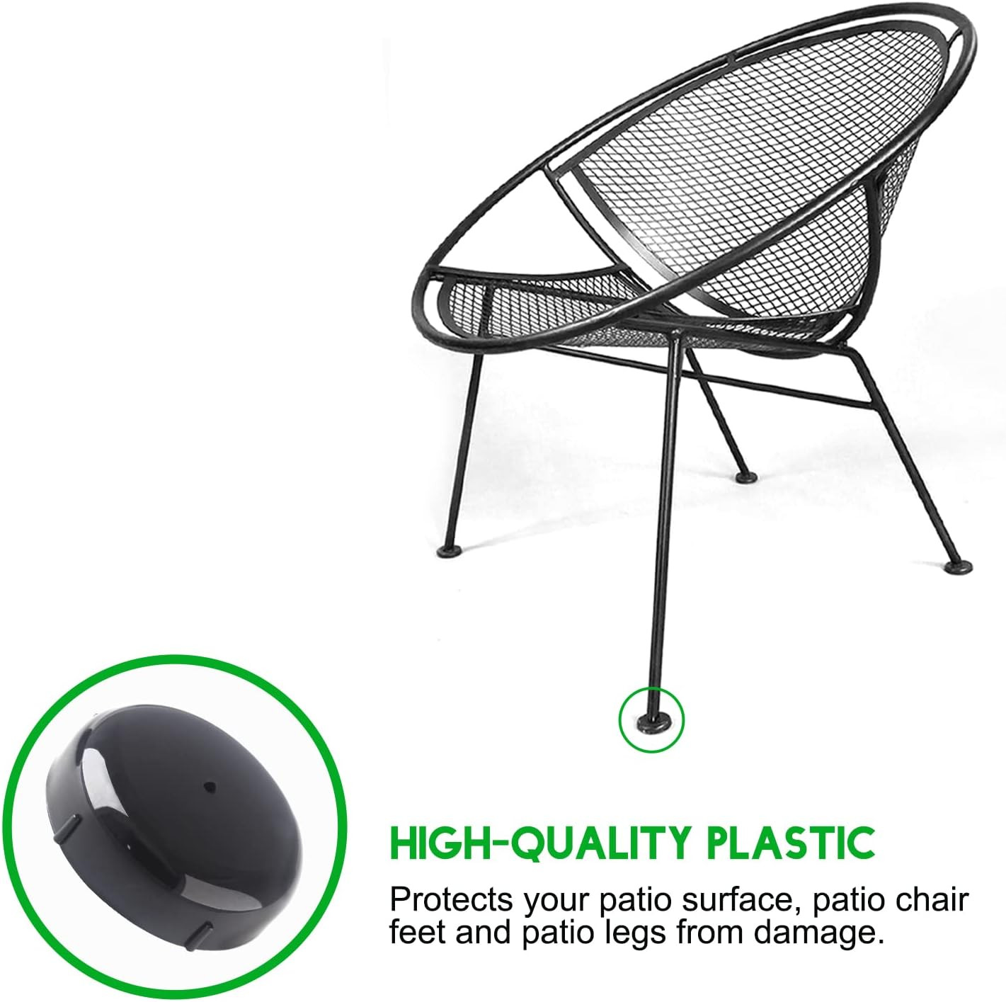 Wrought Feet Iron 1.5 Inch Patio Furniture Outdoor 24 Pack Leg Glides