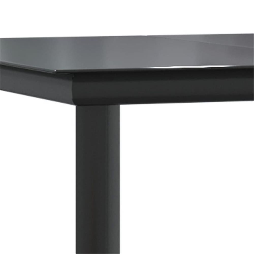 Bowery Hill Contemporary Powder-Coated Garden Dining Set in Black