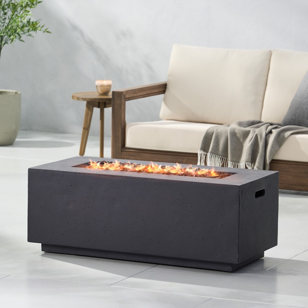 40″ 40,000 BTU Outdoor Propane Fire Pit, Lightweight Concrete, Dark Grey