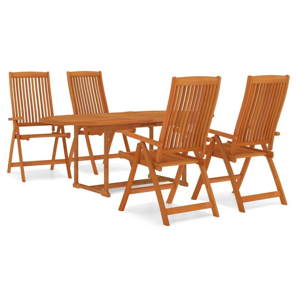 Garden Dining Set Reddish-Brown Solid Eucalyptus Wood Medium