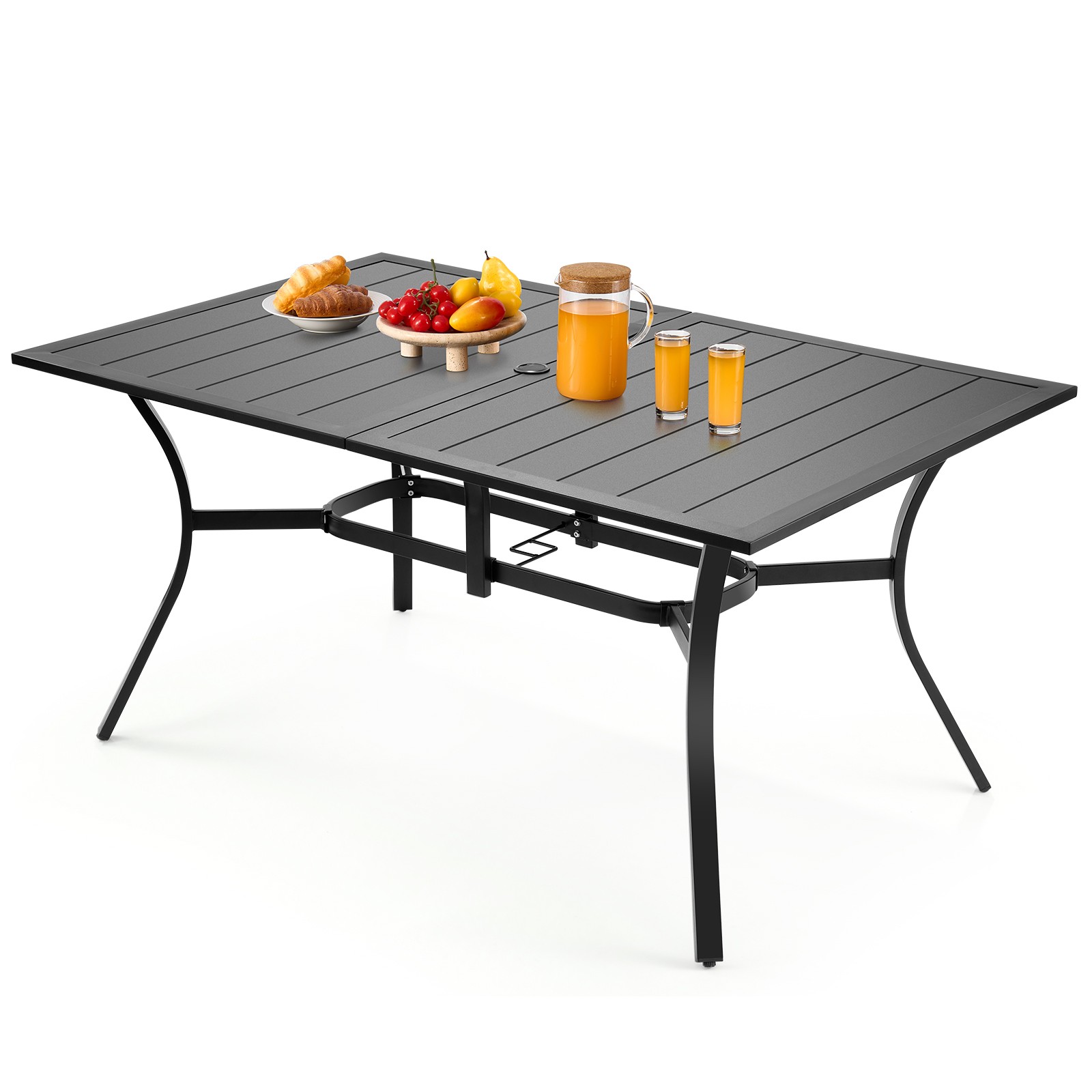 Uimoso Outdoor Patio Dining Table with Steel Slat Design for Garden or Terrace