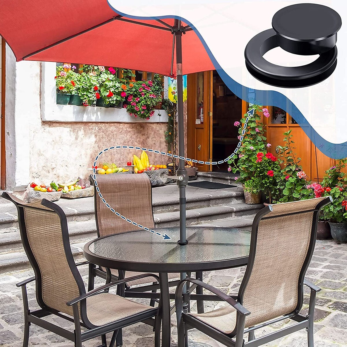 1-4pcs 2 inch Umbrella Hole Ring Plug Set outdoor glass patio table Furniture