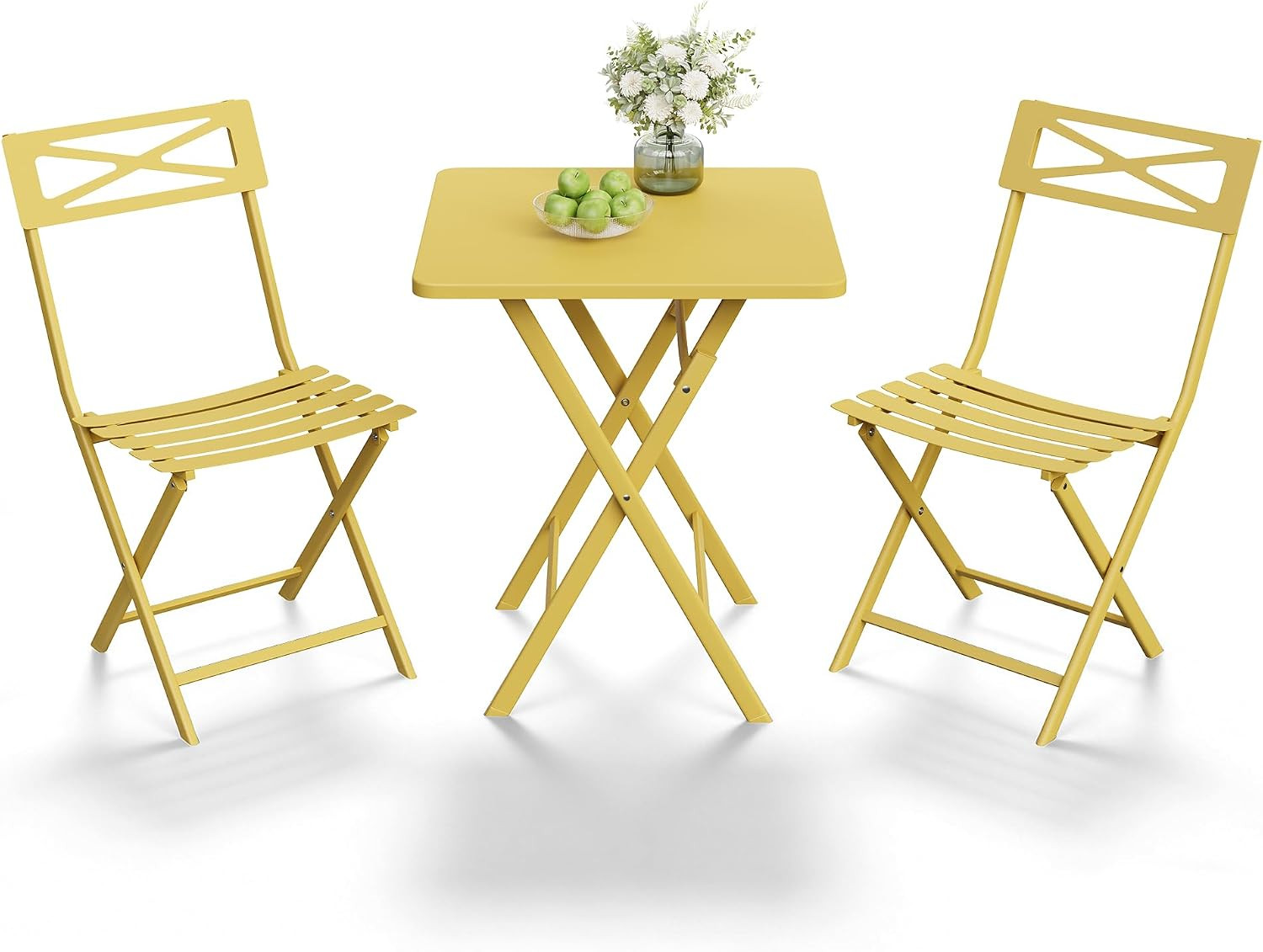 3-Piece Folding Bistro Set, Heavy Duty Outdoor Patio Furniture with 2 Chairs & 1