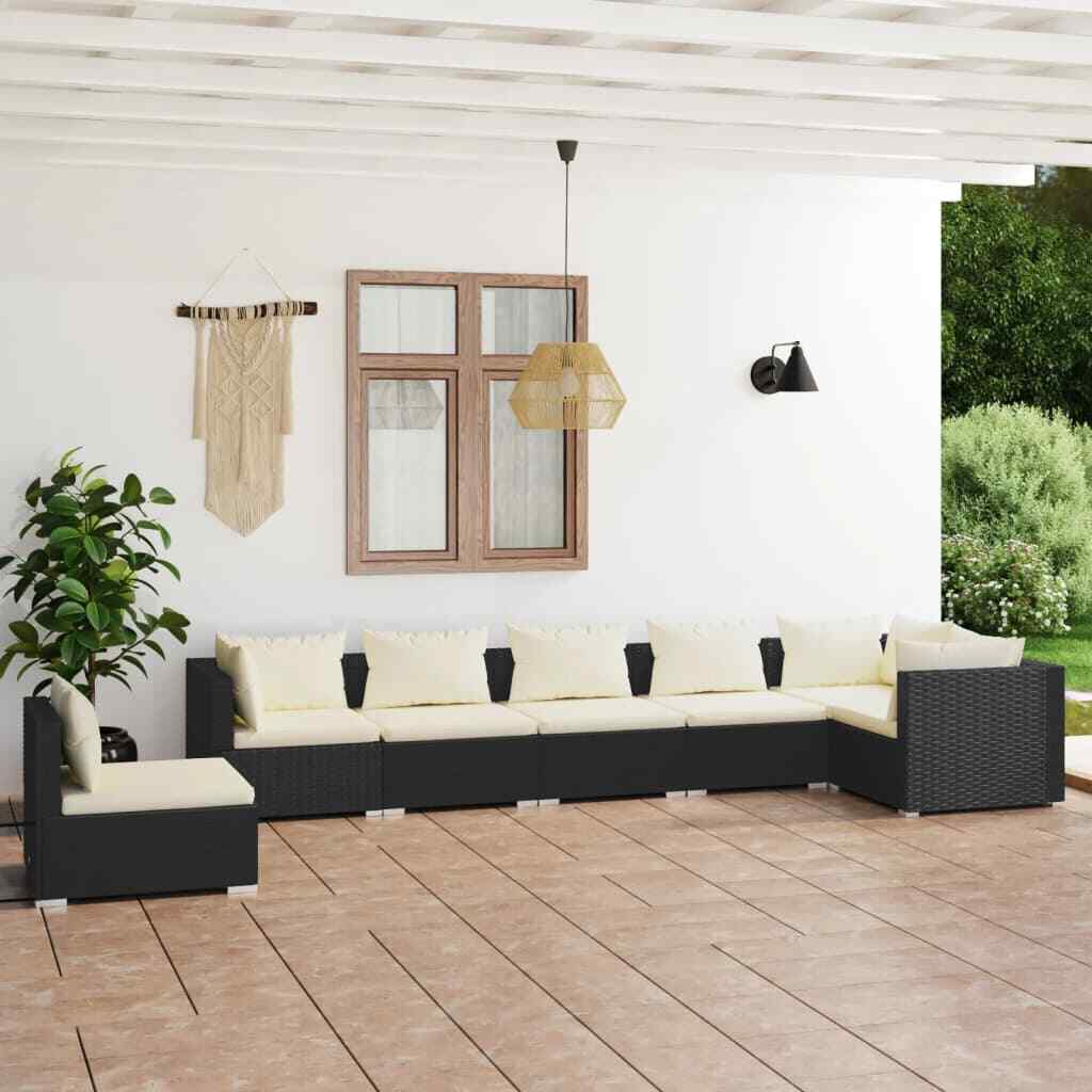 Patio Lounge Set Outdoor Sectional Sofa Set Table Garden Poly Rattan vidaXL