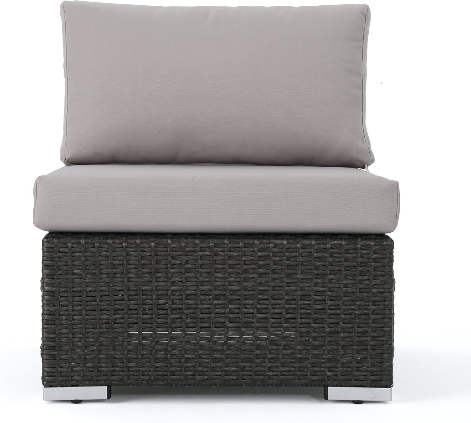 Santa Rosa Grey Wicker Armless Sectional Sofa with Waterproof Cushions