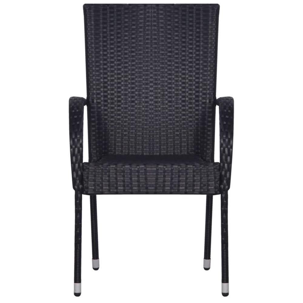 Bowery Hill Contemporary Polyethylene Rattan Dining Set in Black