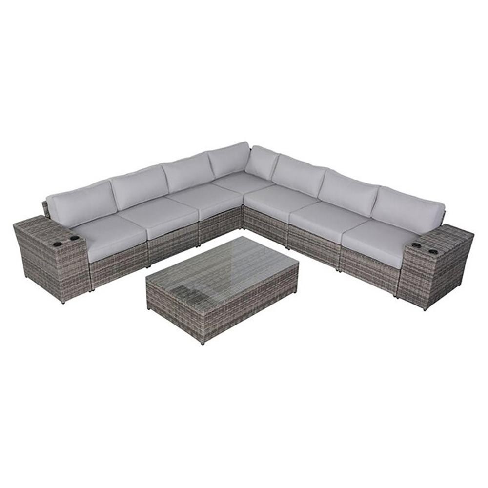 Living Source International 10-Piece Wicker Outdoor Conversation Set in Gray