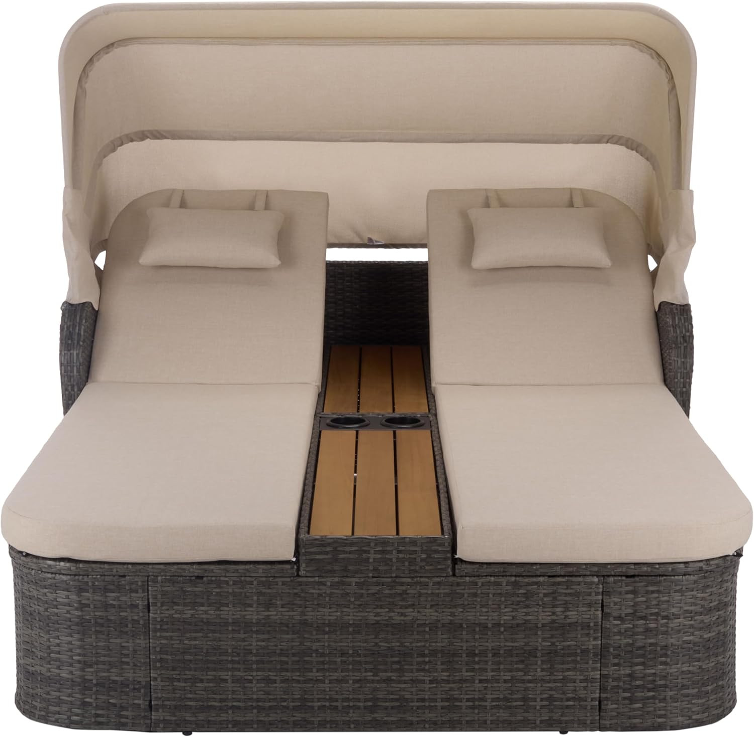 Outdoor Patio Furniture Collection – Victoria Grey Brown & Taupe Double Daybed,