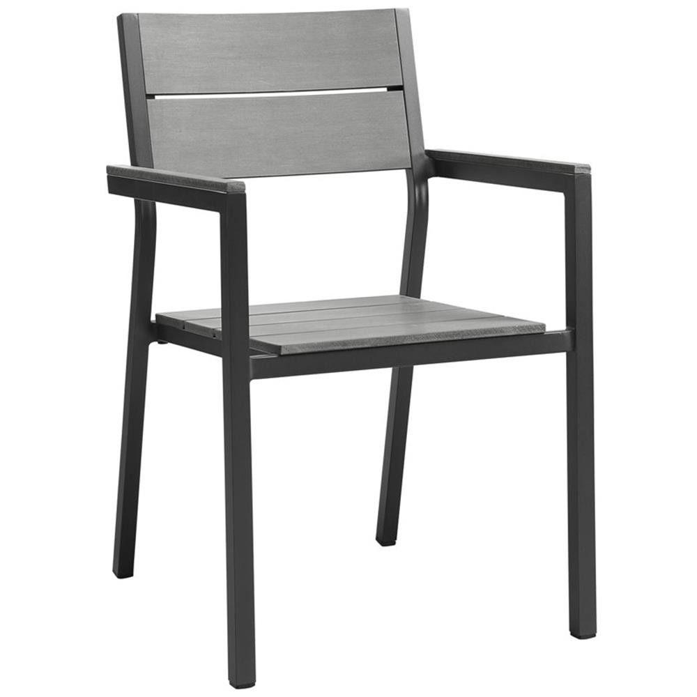 Modway Maine 9-Piece Modern Aluminum Patio Dining Set in Brown/Gray